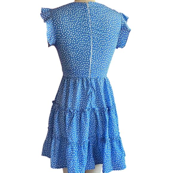 Womens Dress Size Small Blue Ruffles Summer Girly Cottage Garden Party Vacation - Picture 5 of 8